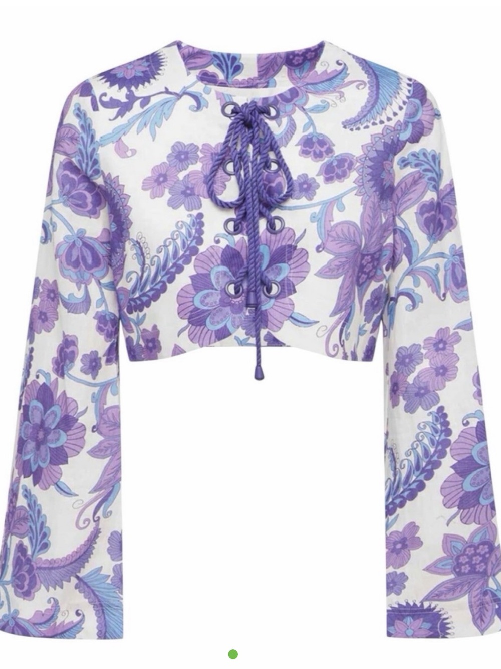 Alice McCall White and Purple Floral Lace-Up Crop Top